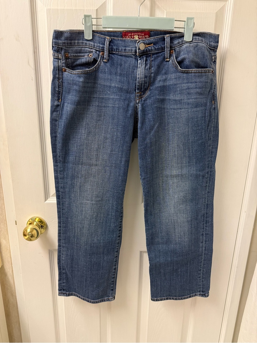 Lucky Brand Sweet N Crop Jeans Womens 12 31 Mid Rise Zip Fly Cotton Blend Blue